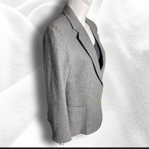 Vintage Chaus Lined 2 Button Boxy Classic Wool Blend Blazer Size 13/14 Gray - Picture 2 of 10